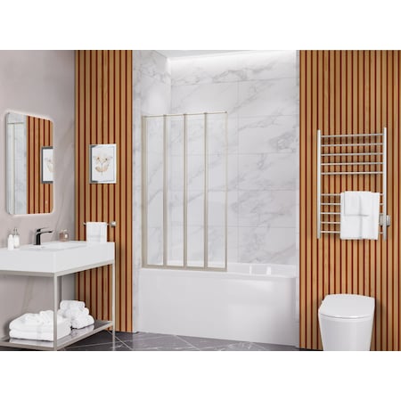Anzzi 56 in. x 33 in. Accordion-Style Framed Brushed Nickel Bathtub Shower Door SD-AZ16-01BN